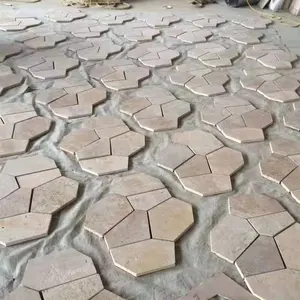 Lantai Taman Kolam Berpendar Bentuk Rhombus Hati Tidak Beraturan Alami Batu Akik Lapis Basalt Hitam Matras Ubin Batu Permata Flagstone