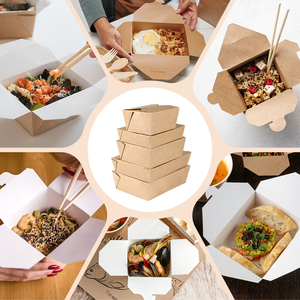 Disposable Kraft Paper Food Grade Grease Proof Waterproof Fast Food Takeaway Lunch <strong>Box</strong> with Embossing for Sushi Noodle Packaging - Product Image 3