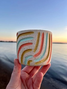 Vendita calda decorazioni per la casa da giardino per interni all'aperto succulenti vasi di fiori in <span class=keywords><strong>ceramica</strong></span> colorati vasi in gres arcobaleno a strisce <span class=keywords><strong>vaso</strong></span> - Product Image 6