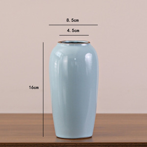 Wholesale Sky Blue Glaze Ru Kiln Ceramic Vase With Traditional Design for Boutique Hotel B&B Dried Fresh <b>Flower</b> <b>Display</b> - Product Image 5