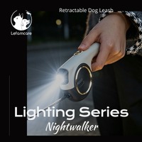 Tali Anjing LED Retractable dengan Cincin Lampu Ambient & Pelepasan Cepat, Tali Nilon Anti-Selip 4m untuk Jalan Malam