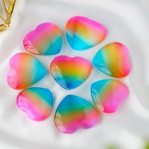 Vente en gros de pierres de guérison en sélénite électroplaquée de haute qualité, en forme de cœur, avec aura arc-en-ciel, pour cadeau de fête - Product Image 3