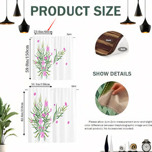 Cortinas Translúcidas con Estampado de Flores Púrpuras sobre Base Blanca, 90 g/m², Cortinas Opacas de Voile, Modernas y Lujosas con Ojales para Sala de Estar y Dormitorio - Product Image 5