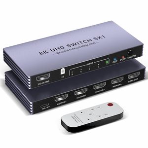 Commutateur HDMI SYONG 8K 5 entrées 1 sortie - Commutateur 5 ports avec télécommande 8K60Hz 4K240Hz 3D CEC HDR HDCP2.3, pour PS5/4/3 Xbox <span class=keywords><strong>Lecteur</strong></span> <span class=keywords><strong>DVD</strong></span> - Product Image 1