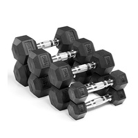 Dumbbell Heksagonal 2.5kg 5kg 10kg 20kg Berlapis Urethane Hitam Besi Cor untuk Latihan Kekuatan