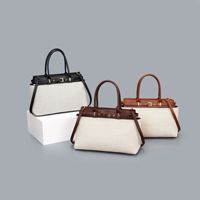 Grand sac fourre-tout en toile pour femmes, sac à main de travail avec garniture en cuir PU, bandoulière, grande capacité, sac de voyage
