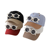 Gorra de Béisbol Vintage Desmontable con Gafas de Sol para Niños, Diseño de Frutas y Bloques de Color, Sarga 100% Algodón, Lona Transpirable e Impermeable, Unisex