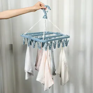 32 <b>Clips</b> Folding Clothes Dryer Hanger Windproof Socks Underwear Drying Rack Household Children <b>Adults</b> Storage Laundry Rack - Product Image 3