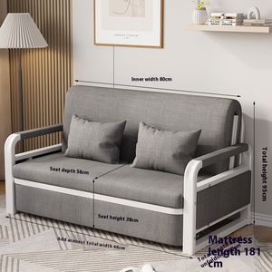 Canapé-<span class=keywords><strong>lit</strong></span> simple intégré double usage, rétractable et pliable, pour petit appartement, balcon, en tissu, avec fonctions d'assise, de couchage et de rangement - Product Image 3
