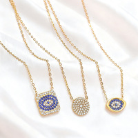 Kalung Liontin Mata Iblis Minimalis Wanita XL504 dari Baja Anti Karat Lapis Emas Perak Zirkon Hipoalergenik Anti Luntur
