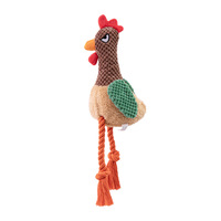 Nouveau jouet interactif pour animaux de compagnie en peluche, écologique, en forme de coq, avec sonnette, pour chien et chat, en corde de polyester, pour jeu de la corde.