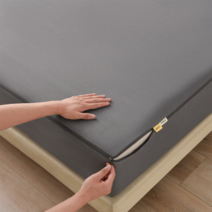 Nouveau 2026 <span class=keywords><strong>Drap</strong></span>-<span class=keywords><strong>housse</strong></span> simple couleur unie 100% coton brut vieilli, avec fermeture éclair intégrale et couche rafraîchissante, pour la maison et l'hôtel - Product Image 3