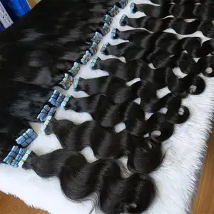 12A Grade Natural Raw Hair Extension Double Drawn Body Wave Human Hair Tape-Ins Extensions Unprocessed Indian Virgin Genius Hair