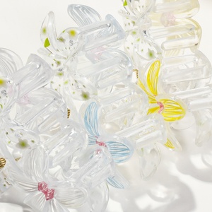 กิ๊บติดผมรูปดอกไม้ห้ากลีบพิมพ์ลายสำหรับผู้หญิง กิ๊บหนีบผมพลาสติกใสแบบสร้างสรรค์ ขายส่ง - Product Image 6