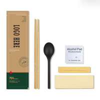 Ensemble fourchette cuillère et baguettes en bois de luxe coréen écologique biodégradable jetable pour barbecue coréen Ramen nourriture japonaise