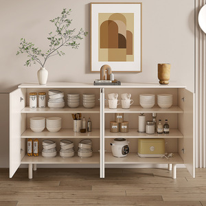 Cream-colored, minimalist white <b>sideboard</b> for dining room, TV cabinet, living room <b>sideboard</b>, wine cabinet, and <b>storage</b> cabinet. - Product Image 3