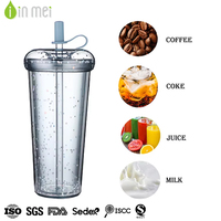 Gobelet isotherme double paroi 700 ml, mignon, scintillant, personnalisable, sûr, moderne, écologique, réutilisable, avec paille intégrée pour boire directement