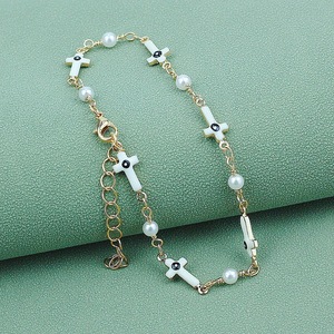 Braccialetti con perline a forma di occhio fortunato con maglie di perle KOMI per donne strass vergine maria braccialetti con ciondoli con ciondoli da battesimo - Product Image 4