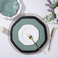 Service de vaisselle de luxe PITO en céramique – Assiettes à dîner en porcelaine fine dorée, assiettes à salade, idéal pour la restauration
