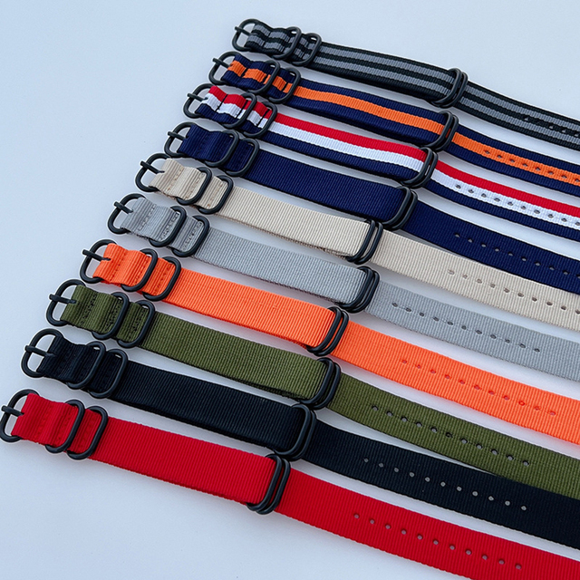New ZU Nylon Loop Nato 18mm 20mm 22mm LU Watch Strap 3 Ring Iceblue Bracelet Belt for Smartwatch Zu Lu Nato 24mm Nylon Straps