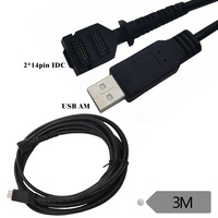 Cable USB 2.0 AM de 3M con Doble Conector IDC de 14 Pines y Paso de 1.27 para Terminal POS Verifone VX805/VX820, Escáner, Computadora, Blindado con Trenzado de PVC/TPE