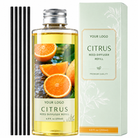 Recharge de diffuseur à bâtonnets d'agrumes de luxe ODM/OEM de haute qualité pour la décoration de la maison et des hôtels, parfum d'ambiance rafraîchissant