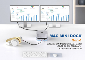Base de Conexión USB OEM con Carcasa para SSD M.2 SATA/NVMe, USB-A/C3.2 10Gbps, SD/TF, Audio 3.5mm para <span class=keywords><strong>Mac</strong></span> <span class=keywords><strong>Mini</strong></span> M4 <span class=keywords><strong>Mini</strong></span> PC - Product Image 6