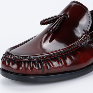 LeFou – chaussures à enfiler artisanales pour hommes, en cuir de vache respirant, chaussures de mariage de luxe, rouge vin, mode automne - Product Image 3