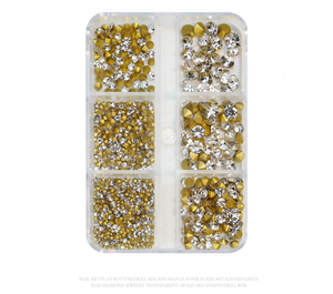 Strass pour ongles tendance et populaires sur internet, lot de 6 compartiments, blanc rose, à base pointue, en verre, pour décorations de manucure DIY - Product Image 6
