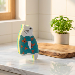Éponge à vaisselle en forme de chat de dessin animé, double face, non rayante, pour le nettoyage de la vaisselle de cuisine - Product Image 6
