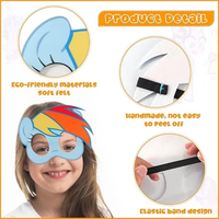 12 paquets de masques en feutre à thème de dessin animé, fournitures pour fêtes, costumes, masques, déguisements, mascarade, cosplay pour enfants, cadeaux d'anniversaire