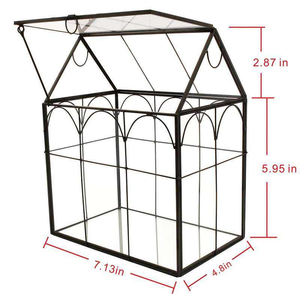 Terrarium en verre fait main en forme de château pour plantes succulentes, serre suspendue, design géométrique, vase en cristal - Product Image 4