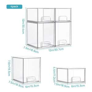 Boîte à bijoux moderne transparente en PET pour coiffeuse, rangement de bureau, multifonction, portable, pour produits de soin, empilable VT-2025 - Product Image 2