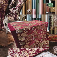 Robes de mariée en tissu velours rouge bordeaux 100 % polyester, écologiques, de haute qualité, avec dentelle à sequins, tissées, poids moyen, modèle 2026