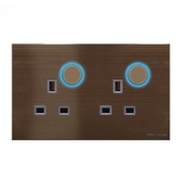 Panel Táctil para PC, Combinación de Interruptor y Enchufe de 2 Tomas y 13A, Estándar Británico, Botón de Reinicio con LED, Duradero, IP27, 100.000 Usos