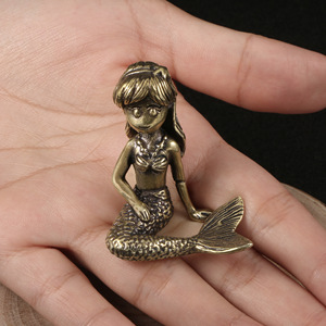 Figura de Bronce Envejecido de Sirena del Océano, Estilo Cuento de Hadas, para Escritorio de Oficina, con Acabado en Cobre Antiguo Artesanía Decorativa. - Product Image 4