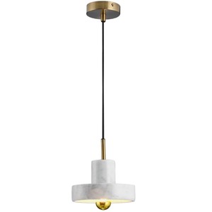 Lámpara colgante minimalista moderna de un solo cabezal, de latón y mármol, redonda, para techo, para el hogar, dormitorio, comedor. - Product Image 5