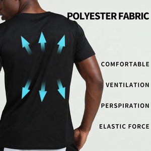 <span class=keywords><strong>Amazon</strong></span> Plain secado rápido transpirable suave poliéster Fitness correr entrenamiento atlético deporte hombres gimnasio camisetas ropa camiseta para hombres - Product Image 3