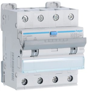 Hager Afh490h RCBO 40A 4P Curva C 300mA 6000A Tipo A-Hi per Protezione Elettrica - Product Image 1