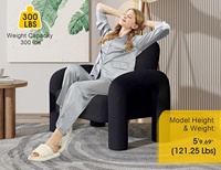 Chaise d'appoint moderne Sherpa Chaise de loisirs de lecture moelleuse simple et confortable pour salon et chambres à coucher (Noir)