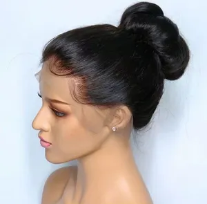 Оптовая продажа, вьетнамские 100 натуральные бразильские Прямые бесклеевые прозрачные парики из натуральных волос на 360