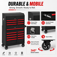 Coffre à outils en acier robuste à grande capacité avec roulettes, armoire à outils mobile portable