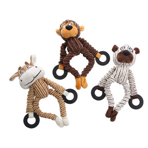 Pet Supplies Cute Animal Pet Plush <b>Toy</b> Stuffed Dog Squeaky <b>Toy</b> Durable Corduroy Chew <b>Toy</b> Bite-Resistant Teeth Grinding For Puppy - Product Image 5