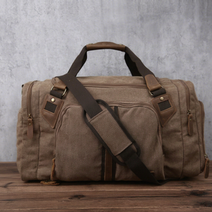 Sac de voyage en toile et cuir imperméable robuste pour homme, sac de week-end personnalisé, sac de nuit LCDB-0002 - Product Image 1