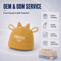 Bonnet tricoté personnalisé pour bébés et enfants, avec logo, marque privée OEM, style Docker en corne de bœuf, tissu doux de qualité supérieure pour marques de vêtements pour enfants de boutique