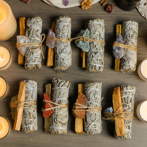 Kit de purification en gros de sauge blanche avec bâtonnets de Palo Santo et cristaux de guérison, encens spirituel pour l'élimination des énergies négatives et le nettoyage de la maison - Product Image 3