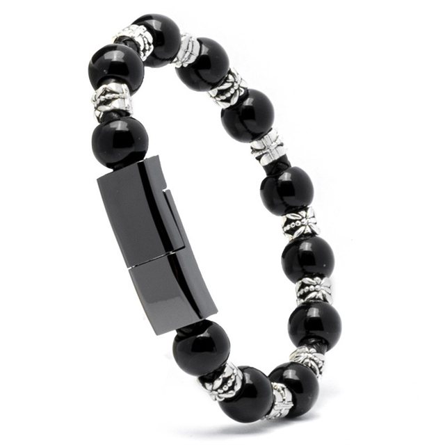 Fashion Beads Bracelet 22cm Short USB  Charging Data Cable for Iphone Type C Micro Charger Bracelet Charging Data Usb Cable