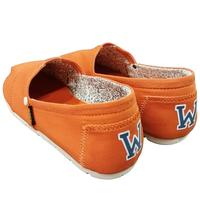 Sepatu Sneaker Kasual Kanvas Custom Pabrik Grosir Model Slip On Oranye Espadrilles Pria