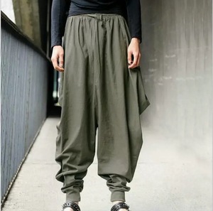 Novità 2025 <span class=keywords><strong>Pantaloni</strong></span> Harem Larghi da <span class=keywords><strong>Uomo</strong></span> di Alta Qualità, Stile Yoga Casual, Tinta Unita, Modello Hippie - Product Image 3