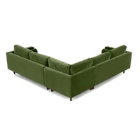 Canapé d'angle contemporain Scott 5 places en velours de coton vert herbe pour école, atelier, entrepôt, salon